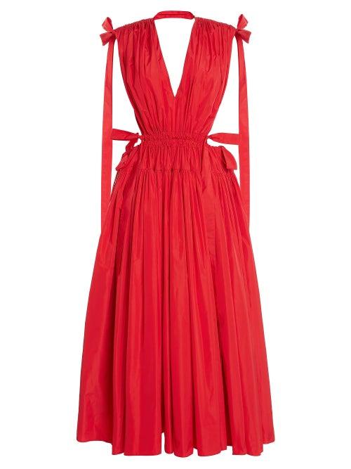 Alexander Mcqueen - Drawstring-waist Cutout Taffeta Dress - Womens - Red