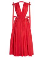 Alexander Mcqueen - Drawstring-waist Cutout Taffeta Dress - Womens - Red