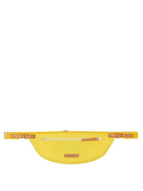 Jacquemus - Le Banane Leather-trimmed Canvas Cross-body Bag - Mens - Yellow