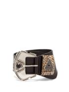 Matchesfashion.com Saint Laurent - Stud Embellished Thick Leather Belt - Womens - Black