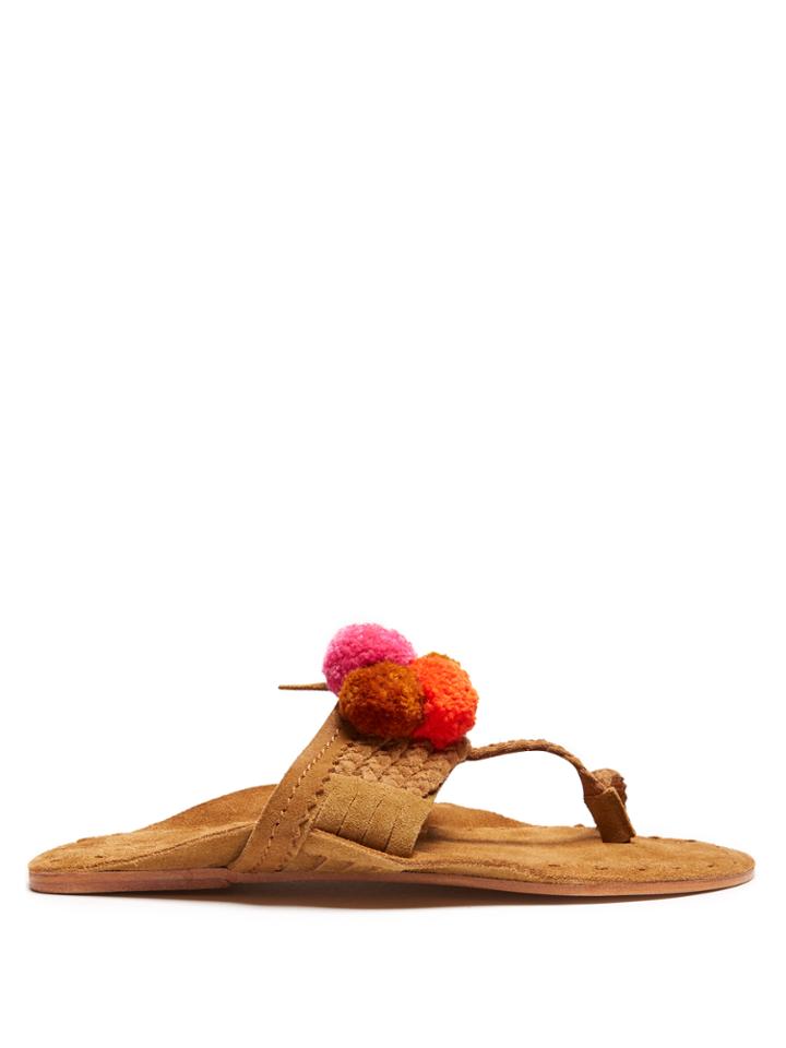 Figue Lolita Pompom-embellished Suede Sandals