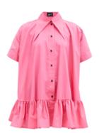 Matchesfashion.com Elzinga - Exaggerated-collar Poplin Mini Dress - Womens - Pink