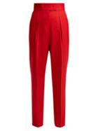 Matchesfashion.com Sara Battaglia - High Waisted Stretch Wool Trousers - Womens - Red