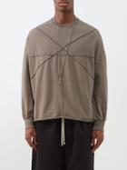 Rick Owens Drkshdw - Raw-edge Cotton-jersey Sweatshirt - Mens - Grey Brown