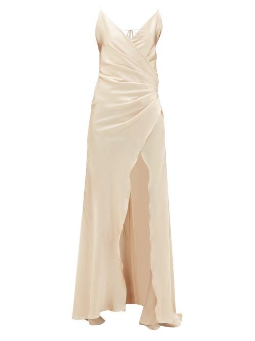 Matchesfashion.com Adriana Iglesias - Scarface Silk-blend Charmeuse Maxi Dress - Womens - Light Gold