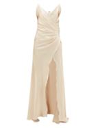 Matchesfashion.com Adriana Iglesias - Scarface Silk-blend Charmeuse Maxi Dress - Womens - Light Gold