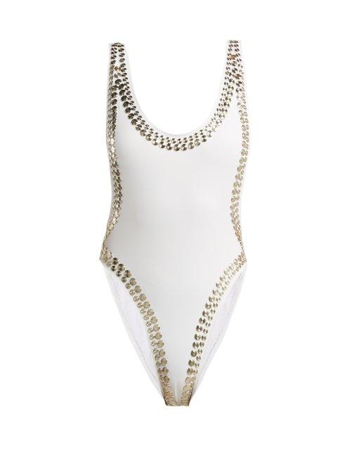 Matchesfashion.com Norma Kamali - Marissa Studded Swimsuit - Womens - White