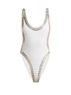 Matchesfashion.com Norma Kamali - Marissa Studded Swimsuit - Womens - White