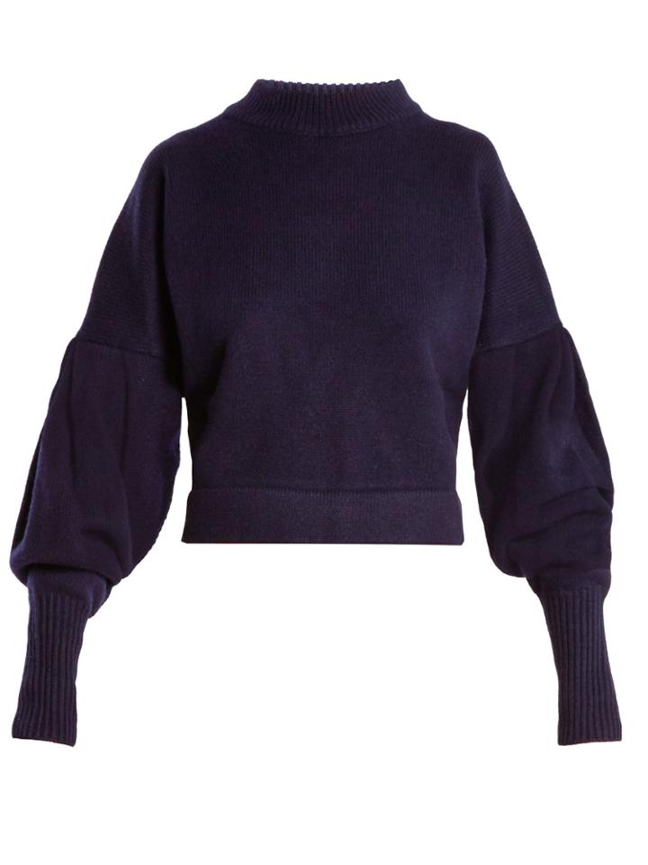 Tibi Pleated-sleeve Cashmere Sweater