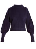 Tibi Pleated-sleeve Cashmere Sweater