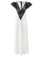 Rodarte - Plunge-front Lace And Silk-satin Dress - Womens - White Black