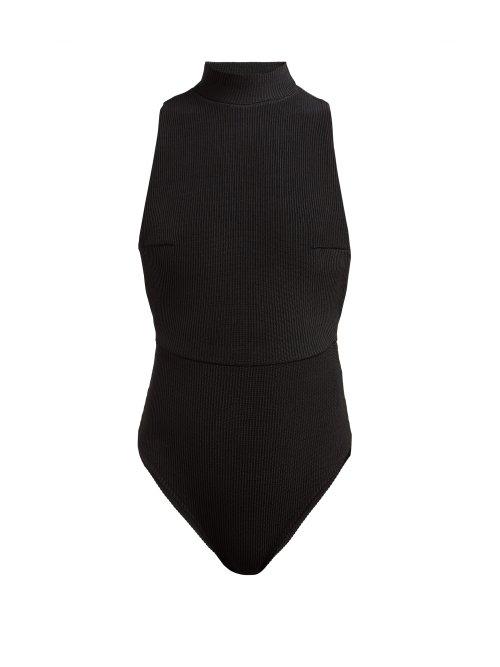 Matchesfashion.com Haight - High Neck Ribbed Swimsuit - Womens - Black