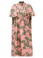 Matchesfashion.com Paco Rabanne - Ruffled Metallic Floral-jacquard Dress - Womens - Pink Print