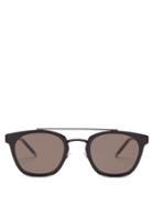Matchesfashion.com Saint Laurent - Top Bar Round Metal Sunglasses - Mens - Black