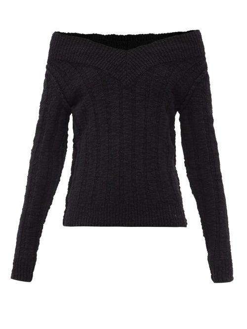 Matchesfashion.com Dolce & Gabbana - Off-the-shoulder Ribbed Wool-blend Sweater - Womens - Black