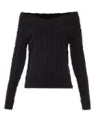 Matchesfashion.com Dolce & Gabbana - Off-the-shoulder Ribbed Wool-blend Sweater - Womens - Black