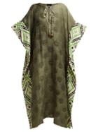 Matchesfashion.com Love Binetti - I Go Around Long Silk Kaftan - Womens - Green Print