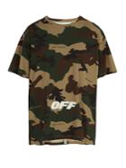 Off-white Logo-embroidered Camouflage Cotton T-shirt