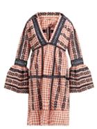 Matchesfashion.com Dodo Bar Or - Angel Geometric Embroidered Gingham Cotton Dress - Womens - Tan Multi