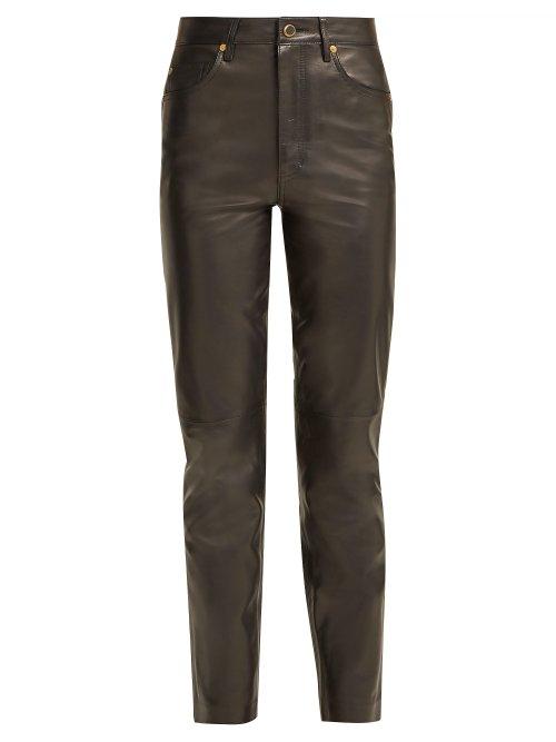Matchesfashion.com Khaite - Victoria Straight Leg Leather Trousers - Womens - Black
