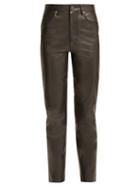 Matchesfashion.com Khaite - Victoria Straight Leg Leather Trousers - Womens - Black