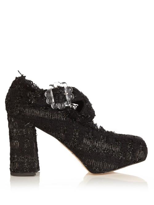 Simone Rocha Tweed Cross-strap Block-heels