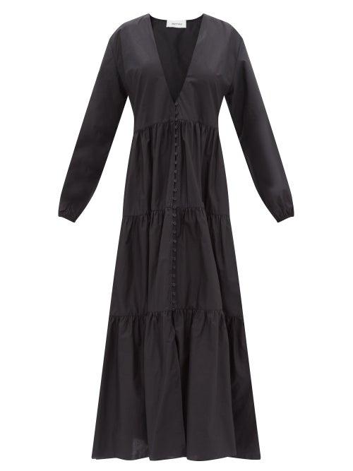 Matteau - Tiered Cotton-poplin Maxi Dress - Womens - Black