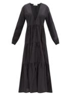 Matteau - Tiered Cotton-poplin Maxi Dress - Womens - Black