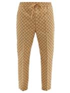 Matchesfashion.com Gucci - Gg-jacquard Drawstring-waist Cotton-blend Trousers - Mens - Beige