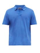 Matchesfashion.com Vilebrequin - Logo Embroidered Linen Jersey Polo Shirt - Mens - Mid Blue