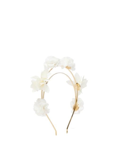 Matchesfashion.com Rosantica By Michela Panero - Sentiero Faux Pearl And Flower Headband - Womens - White