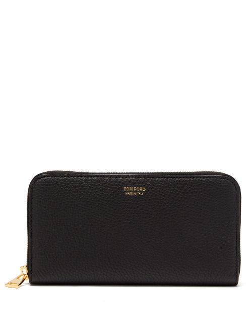 Mens Accessories Tom Ford - Zipped Grained-leather Continental Wallet - Mens - Black