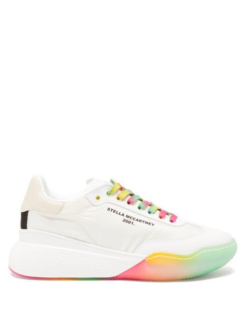 Stella Mccartney - Loop Faux-leather Ombr-flatform Trainers - Womens - White