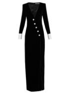 Matchesfashion.com Alessandra Rich - Crystal-embellished Velvet Gown - Womens - Black