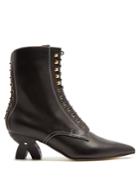 Loewe Point-toe Lace-up Leather Ankle Boots