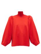 Matchesfashion.com Balenciaga - Puffed-shoulder High-neck Wool-blend Sweater - Womens - Red