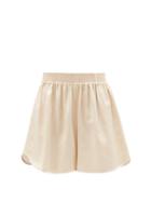 Raey - Gathered-waist Long Silk Shorts - Womens - Light Beige