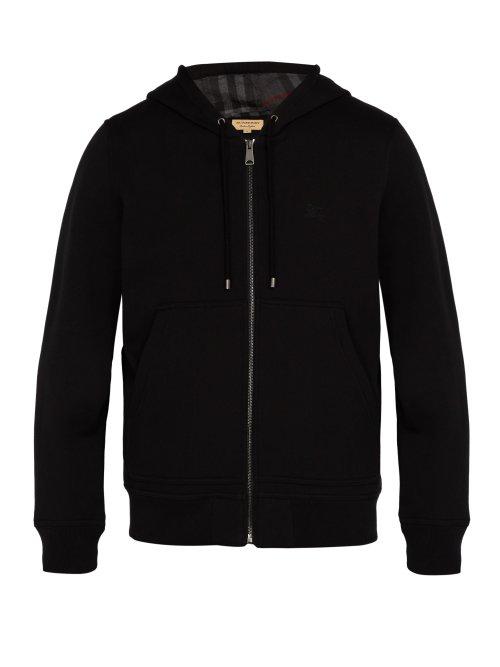 Matchesfashion.com Burberry - Logo Embroidered Hooded Cotton Sweatshirt - Mens - Black