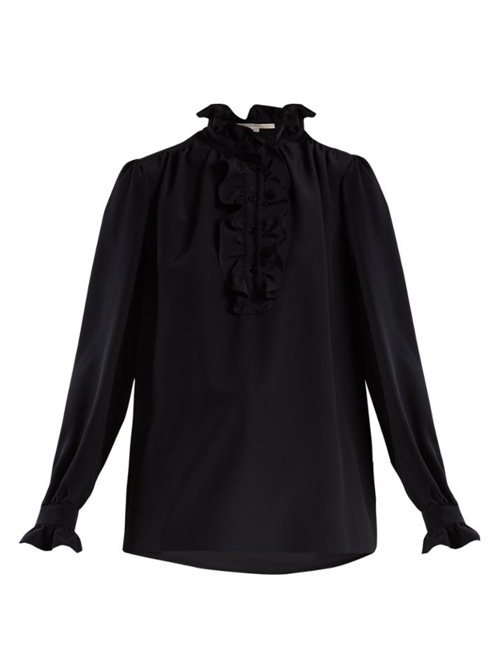 Stella Mccartney Ruffle-trimmed Silk Crepe De Chine Blouse