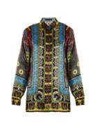 Etro Jungle-print Hammered Silk-satin Shirt