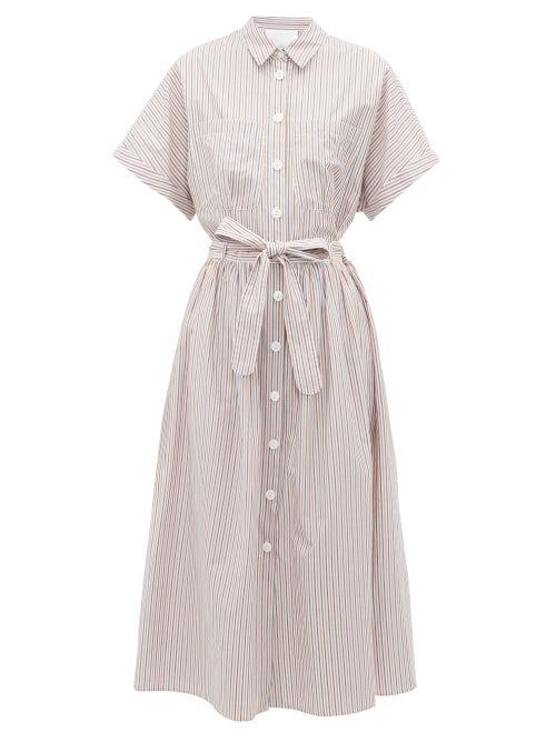 Matchesfashion.com Loup Charmant - Pamlico Striped Cotton Shirt Dress - Womens - White Multi