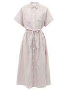 Matchesfashion.com Loup Charmant - Pamlico Striped Cotton Shirt Dress - Womens - White Multi