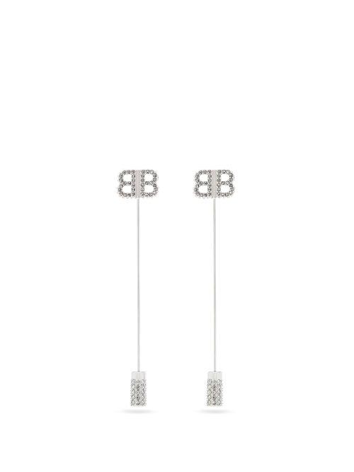 Matchesfashion.com Balenciaga - Bb-crystal Pin Earrings - Womens - Crystal