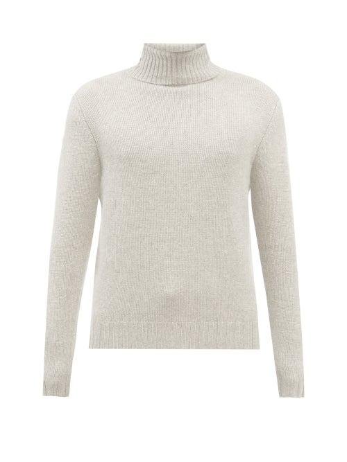 Allude - Roll-neck Cashmere Sweater - Mens - Light Grey