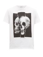 Matchesfashion.com Alexander Mcqueen - Split Skull Print Cotton T Shirt - Mens - White