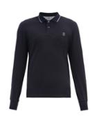 Matchesfashion.com Brunello Cucinelli - Crest-embroidered Cotton-jersey Polo Shirt - Mens - Navy