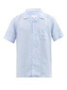 Derek Rose - Monaco Linen Short-sleeved Shirt - Mens - Light Blue