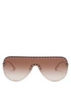 Ladies Accessories Versace Eyewear - Medusa-head Shield Metal Sunglasses - Womens - Brown