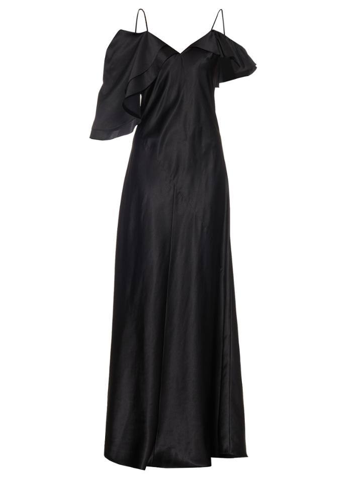 Saint Laurent Ruffle-trimmed Silk-satin Gown