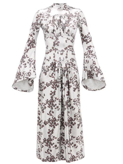 Matchesfashion.com Paco Rabanne - Floral-print Lurex Dress - Womens - Silver